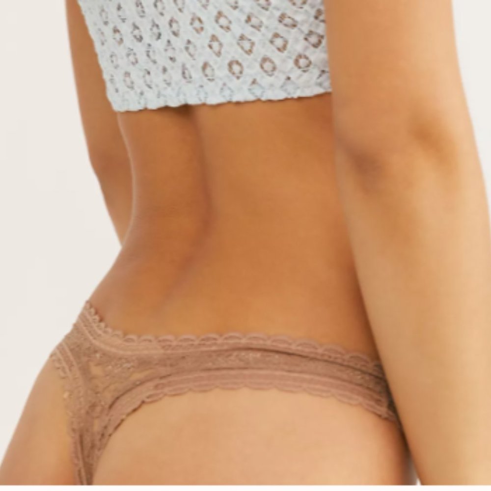 3 pairs of Free People Lace Thong Panties Underwear Size Medium ( Size 8 )